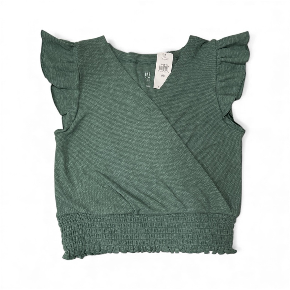GAP Kids Girl V Neck Flutter Sleeves Wrap Top Green Size 10 NWT